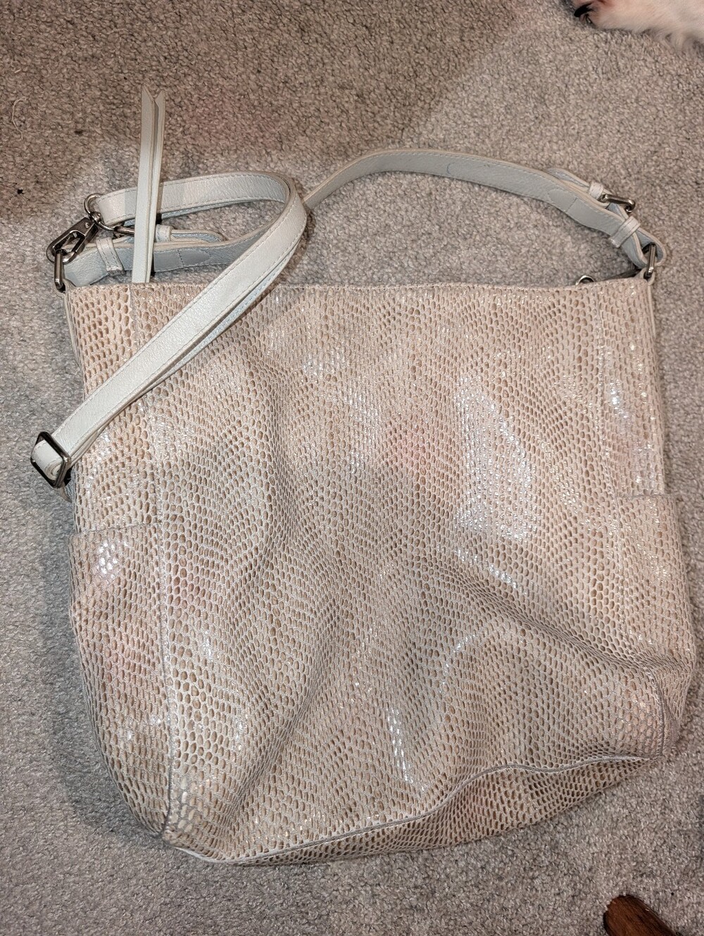 Sorial New York Women's Brown Snake Embossed Leather Shoulder Bag Large